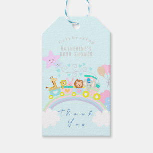Train Animals Baby Pastel Blue Gift Tags
