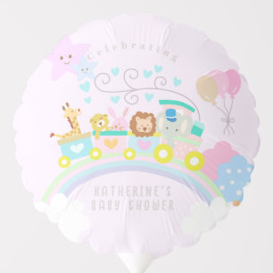 Train Animals Baby Pastel Pink Balloon
