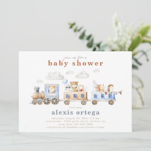 Train Animals Baby Shower Invitation Train