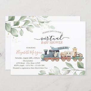 Train Animals Virtual Drive By Baby Shower Invitation