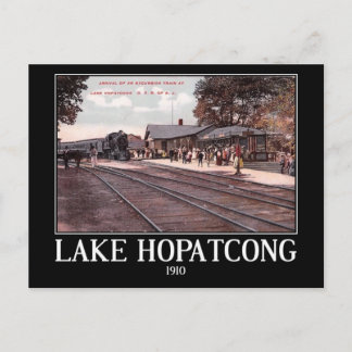 Train Arriving, Lake Hopatcong, NJ Vintage Postcard