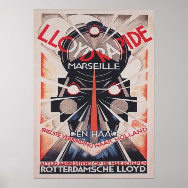 Train, Art Deco Vintage Art Poster (Front)