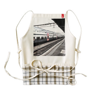 Train at station in Switzerland Zazzle HEART Apron