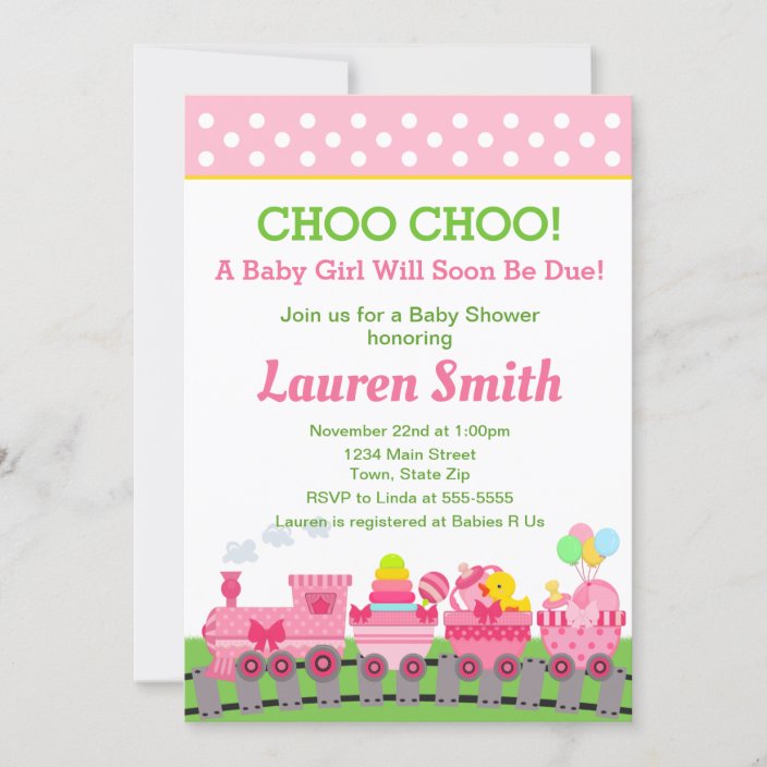 Train Baby Shower Invitation Baby Girl Train | Zazzle.com