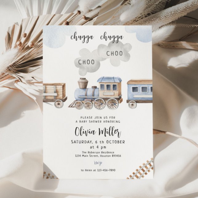 Train baby shower invite, Chugga Boy baby shower Invitation (Creator Uploaded)