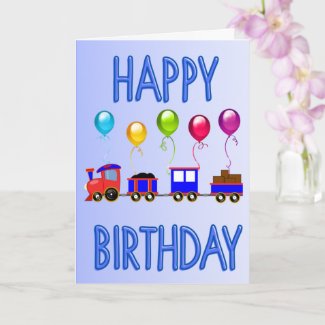 TRAIN BALLON BIRTHDAY CARD