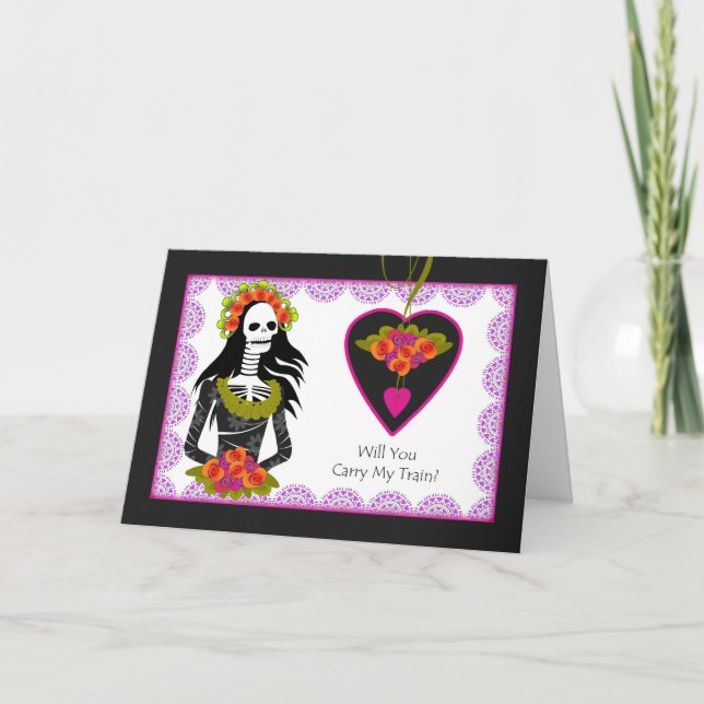 Train Bearer Invitation Day of the Dead Wedding (Front)