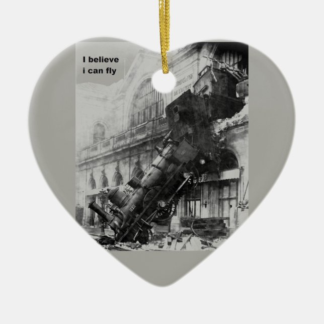 train believe it can fly ceramic ornament (Front)