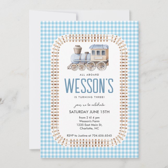 Train Birthday, All aboard Birthday Invitation  (Front)