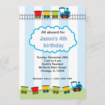 Train Birthday Invitation by graphicdesign at Zazzle