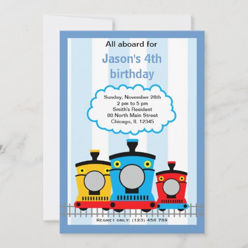 Train Birthday Custom Announcement