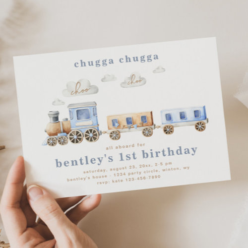 Train Birthday Invitation  Blue Train Invitations