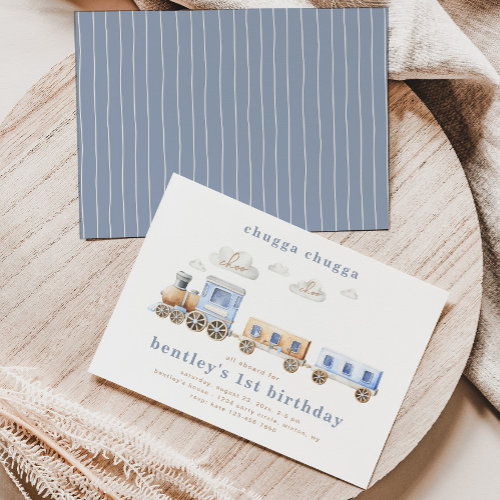 Train Birthday Invitation  Blue Train Invitations