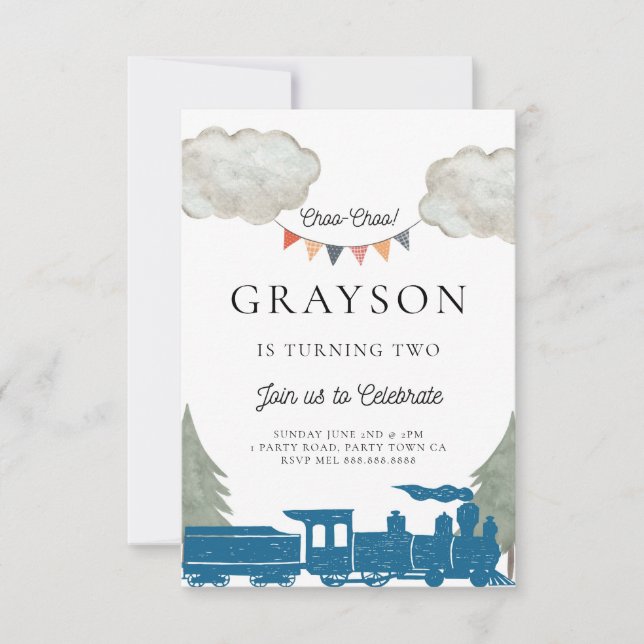 Train Birthday Invitation Boys (Front)