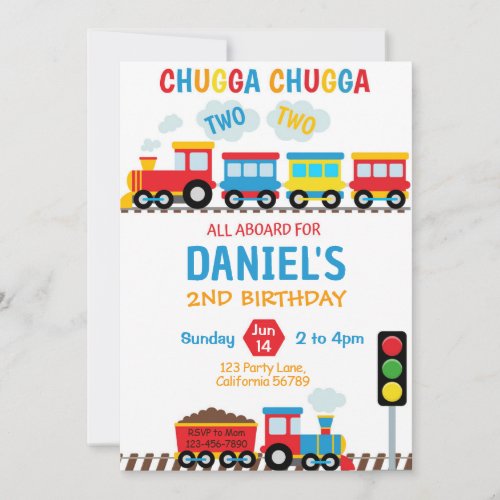 Train Birthday Invitation Chugga Chugga Two Two