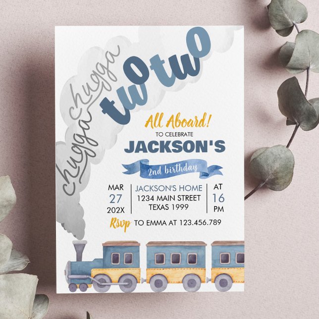 Train Birthday Invitation Chugga Chugga Two Two (Creator Uploaded)