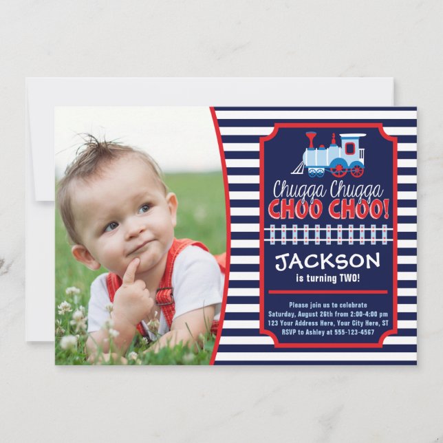 Train Birthday Invitation with Envelopes (Front)