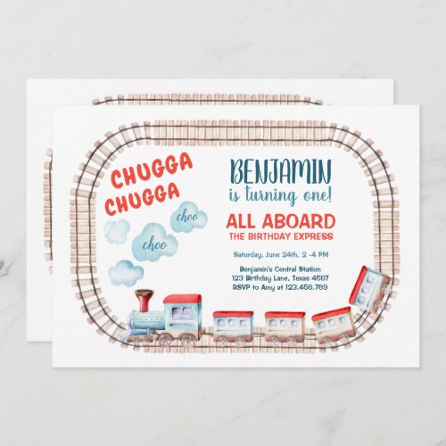 Train Birthday Invite Boy Chugga Choo Train Party 