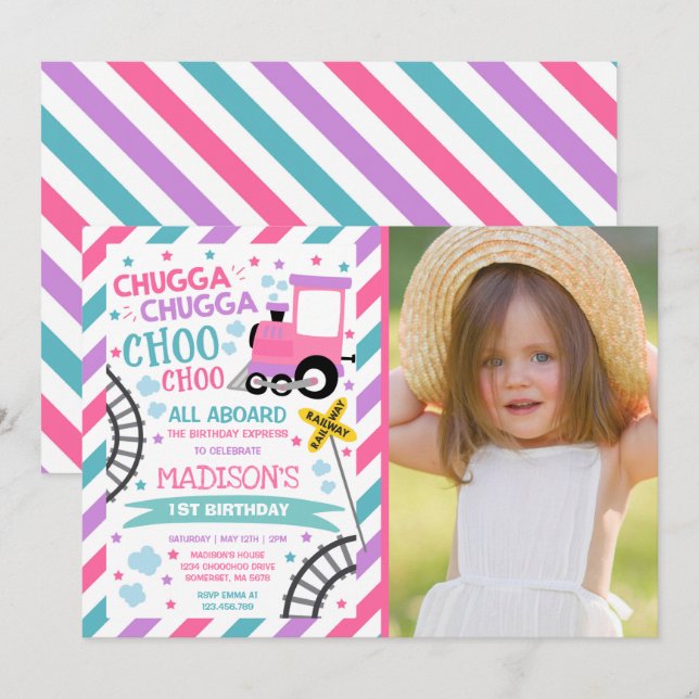 Train Birthday Invite Chugga Chugga Choo Choo (Front/Back)