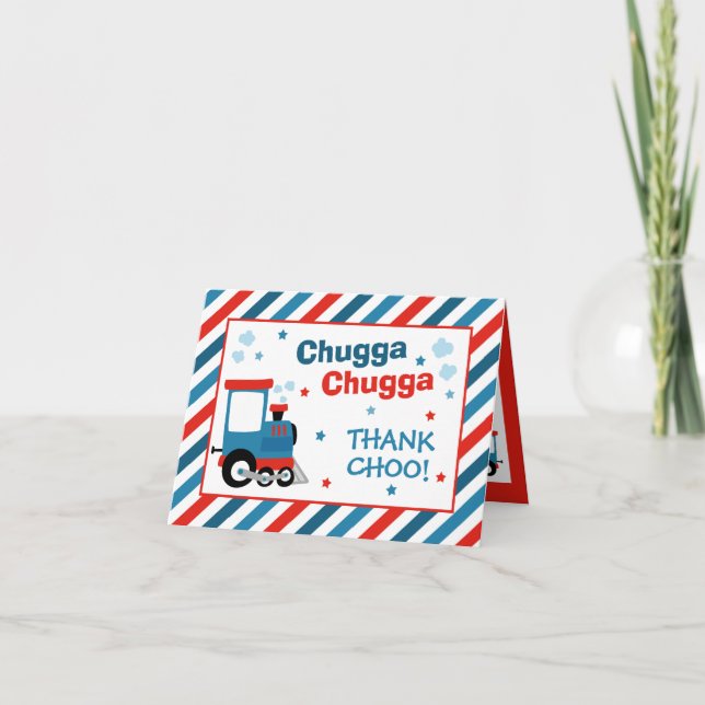 Train Birthday Party Decor Chugga Chugga Two Two Thank You Card (Front)