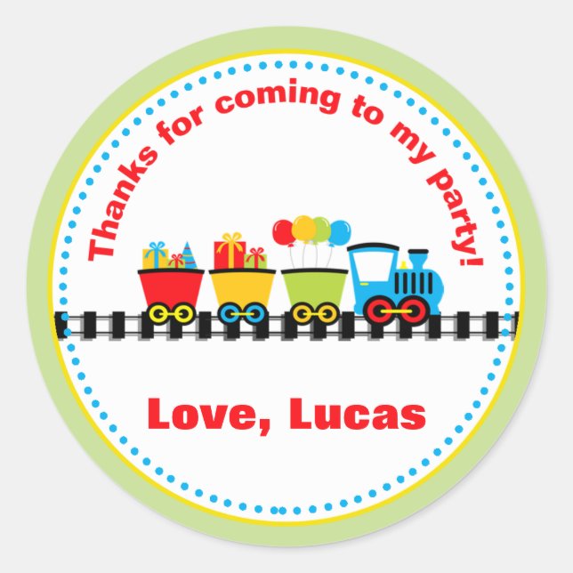 Train Birthday Party Favor Stickers (Front)
