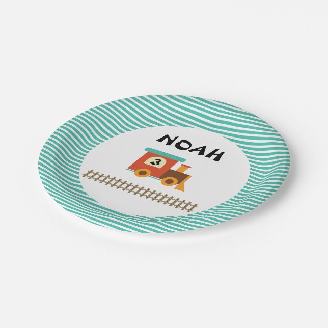 Train Birthday Party for Kids Paper Plates (Angled)