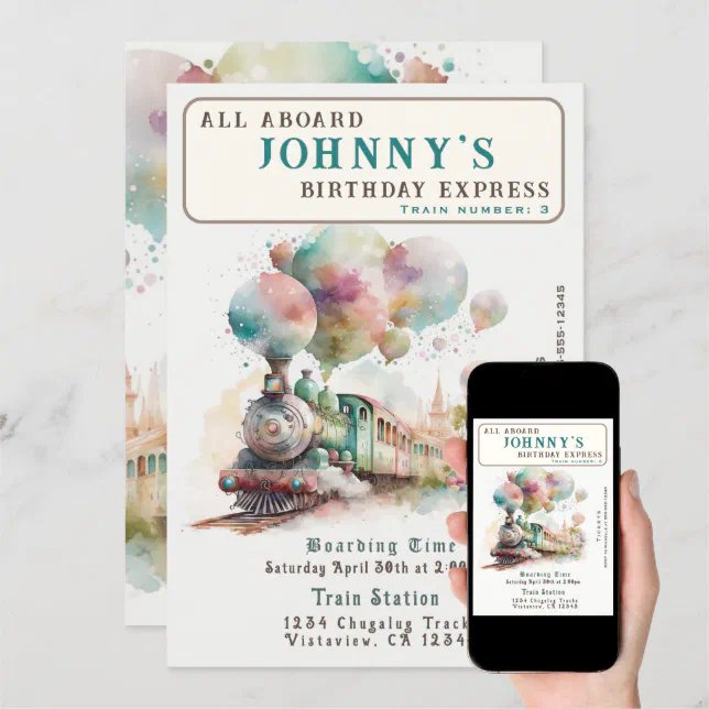 Train Birthday Party Invitation Zazzle