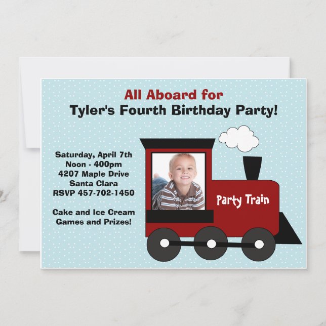 Train Birthday Party Invitation (Front)