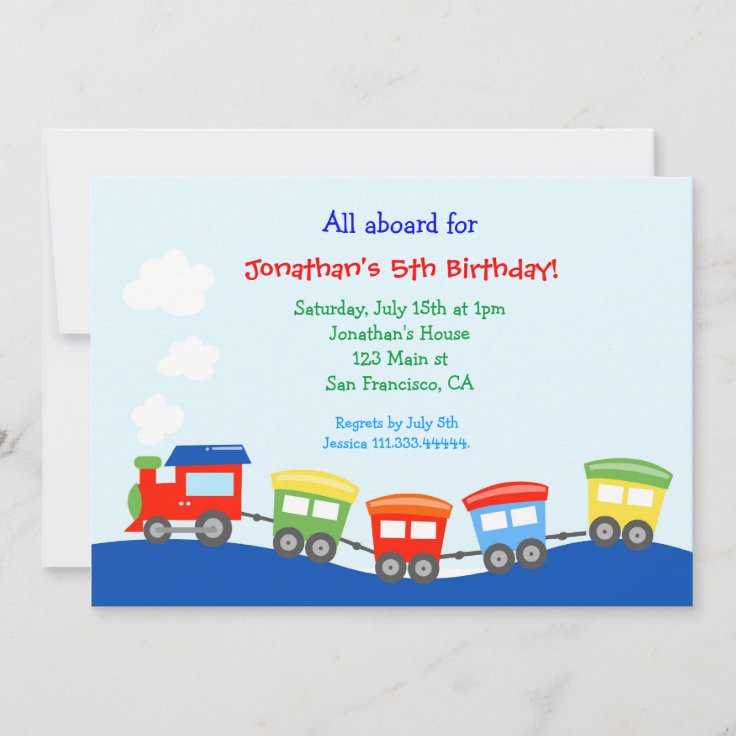 Train Birthday party Invitation | Zazzle