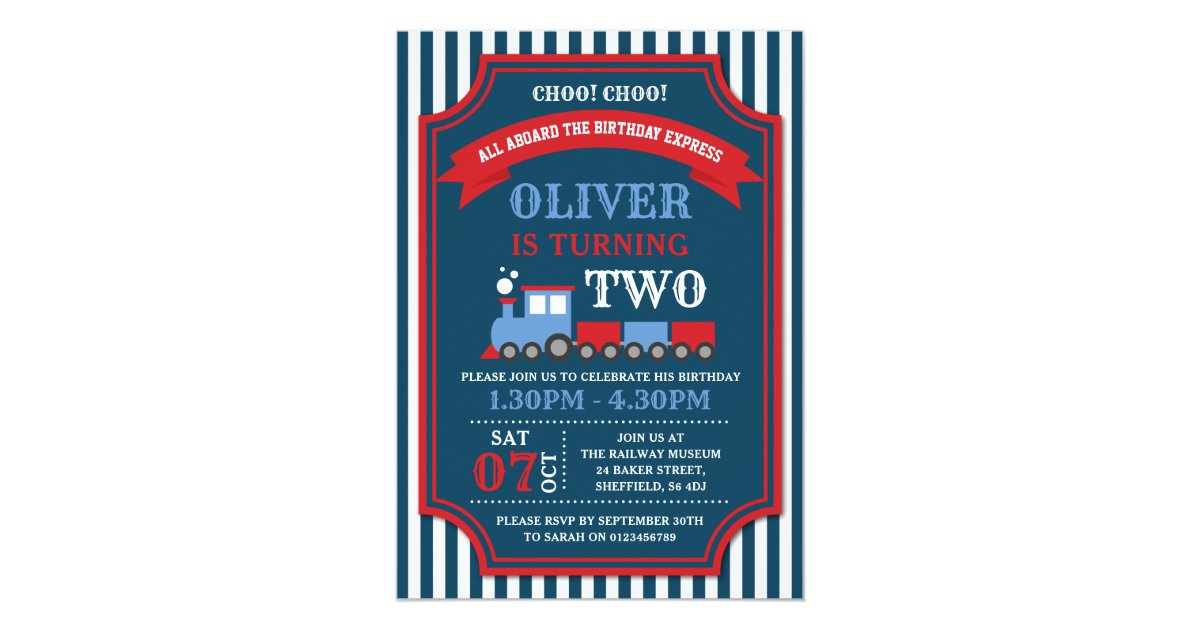 Train birthday party invitation