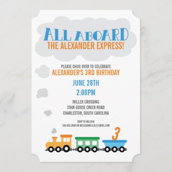 Train Birthday Party Invitation by cranberrydesign at Zazzle