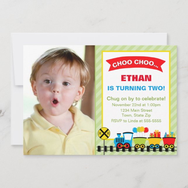 Train Birthday Party Invitation 5x7 Card (Front)