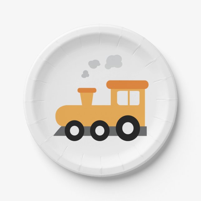 Train Birthday Party Paper Plates (Front)