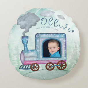 Train Birthday Party photo Round Pillow