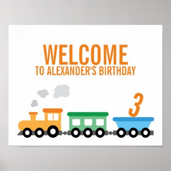 Train Birthday Party Poster by cranberrydesign at Zazzle