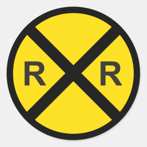 Train Birthday Party Railroad Crossing Sign Classic Round Sticker