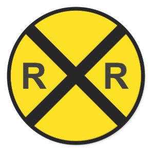 Train Birthday Party (Railroad Crossing Sign) Classic Round Sticker