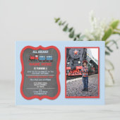 Train Birthday Party Railway Station Trains Photo Invitation (Standing Front)