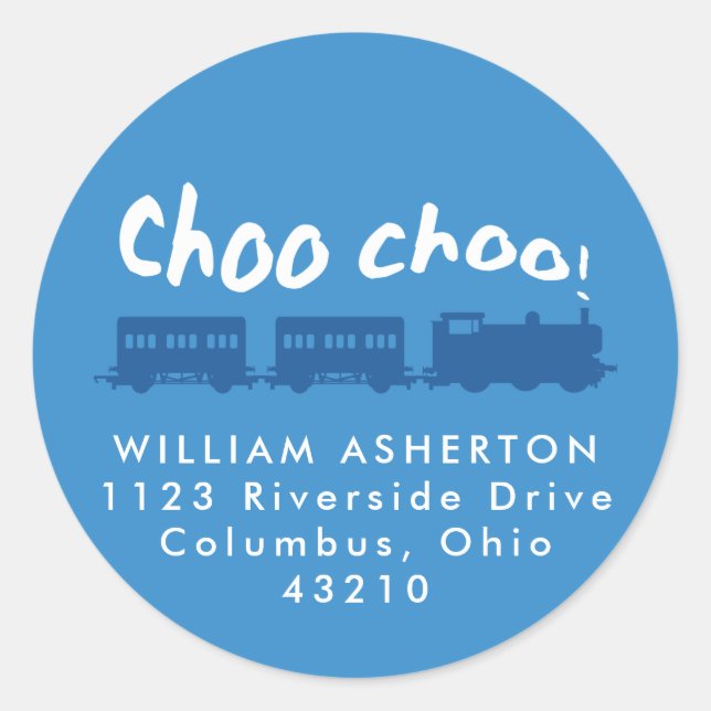 Train birthday return address sticker (Front)