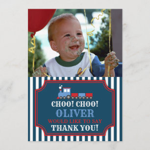 Train birthday thank you card