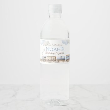 Train Birthday Water Bottle Labels by AnnounceIt at Zazzle