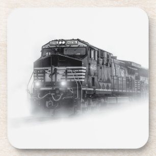 Train Black and White train tracks Beverage Coaster