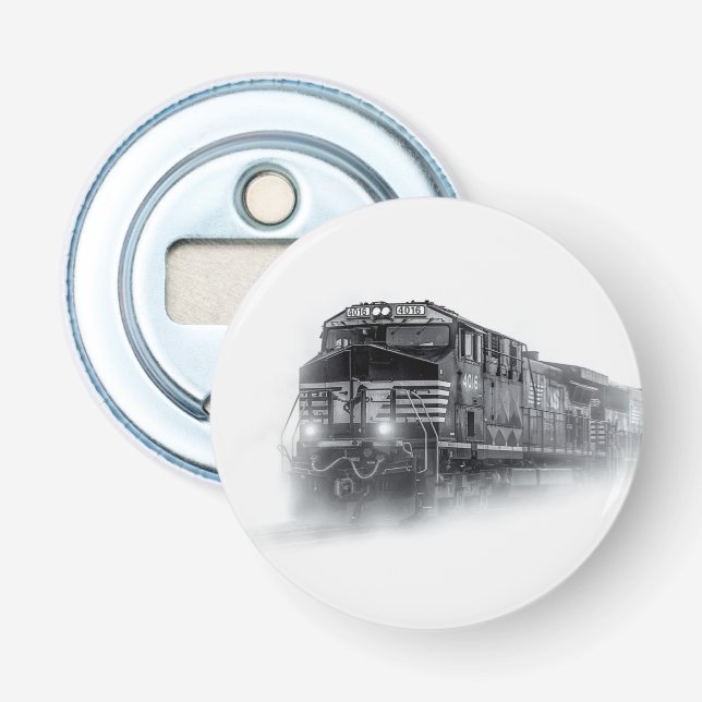 Train Black and White train tracks Bottle Opener (Front)