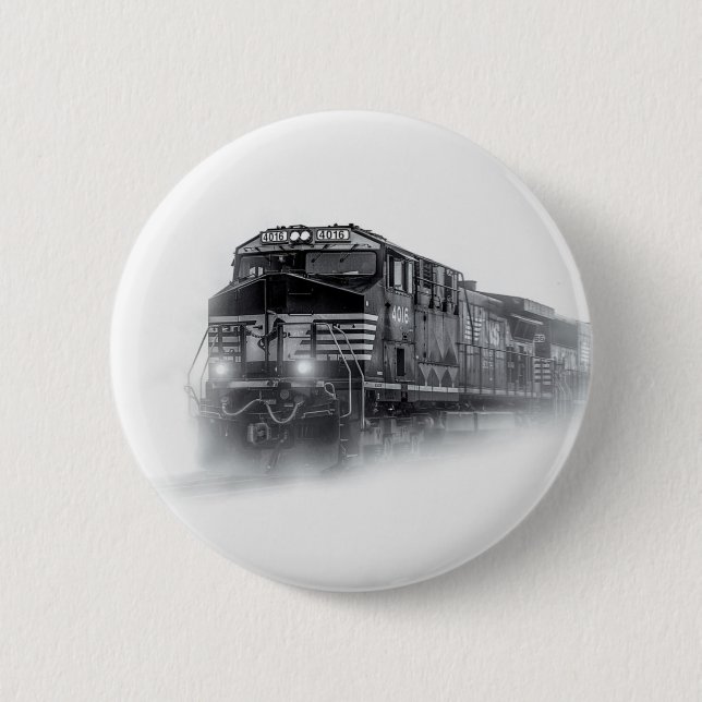 Train Black and White train tracks Button (Front)