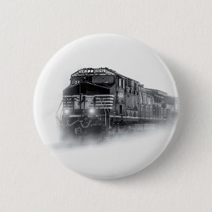 Train Black and White train tracks Button