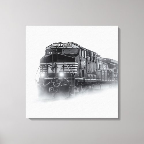Train Black and White train tracks Canvas Print