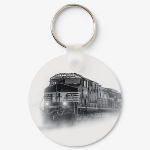 Train Black and White train tracks Keychain
