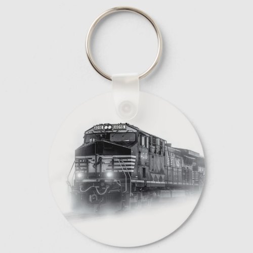 Train Black and White train tracks Keychain