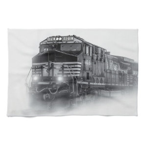 Train Black and White train tracks Kitchen Towel