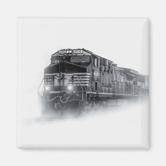 Train Black and White train tracks Magnet